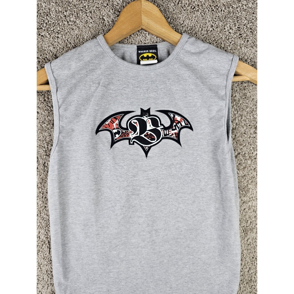 Vintage Batman Gray Raised Symbol DC Comics Warner Bros Boys Large‎